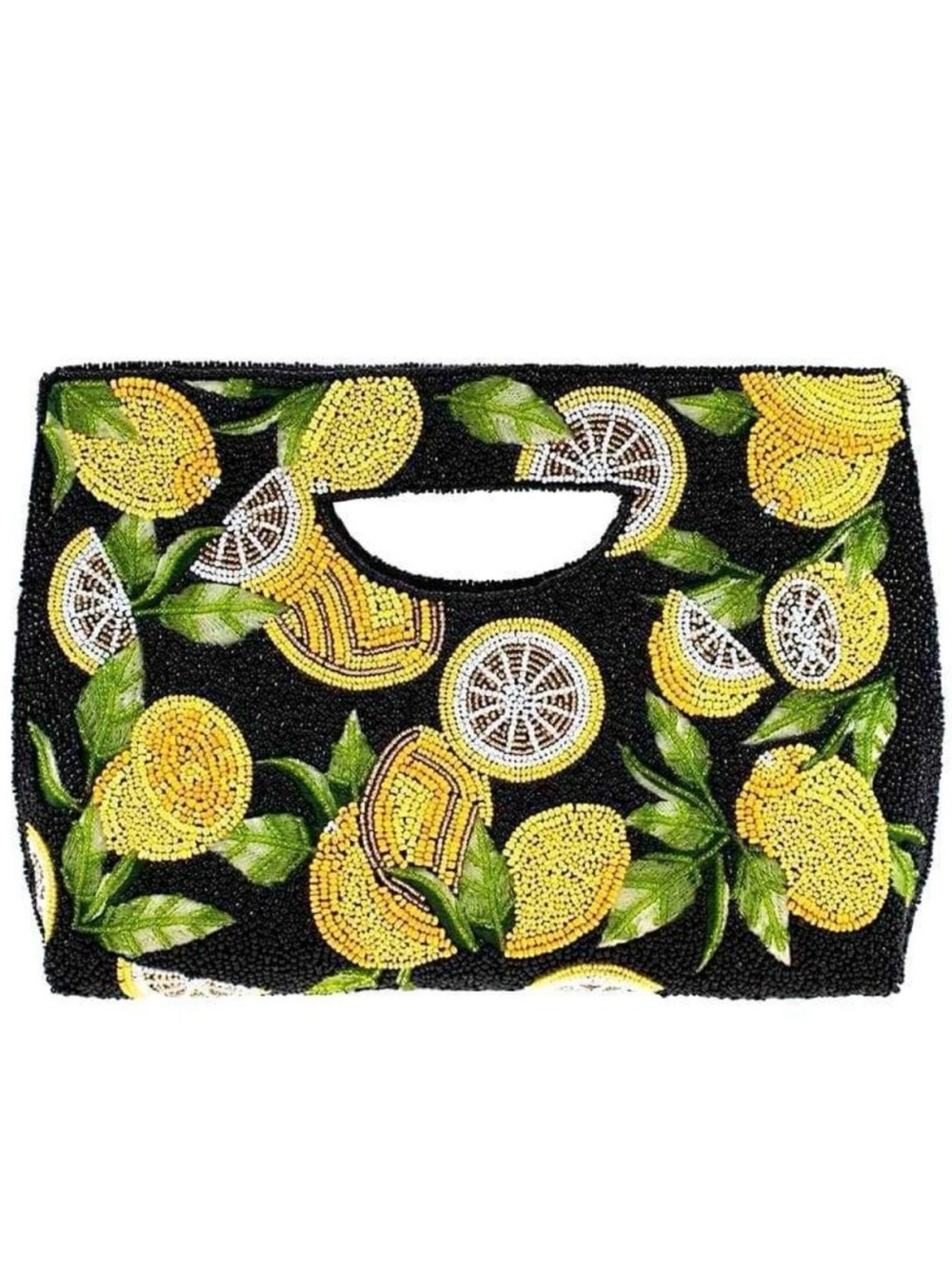 Mary Frances Zesty Lemon Beaded Cutout Handle Clutch NWT RARE